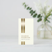 Talent Manager Dubbele Gouden Streep Elegant Wit Visitekaartje (Staand voorkant)