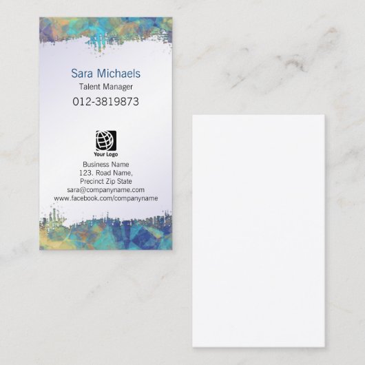Talent Manager Entertainment Geript Papier Abstrac Visitekaartje (Voorkant / Achterkant)