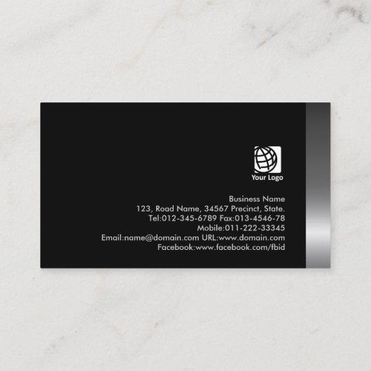 Talent Manager Entertainment Services Dark Chrome Visitekaartje (Achterkant)