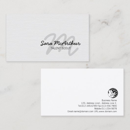 Talent Scout Cursief Monogram Visitekaartje (Voorkant / Achterkant)
