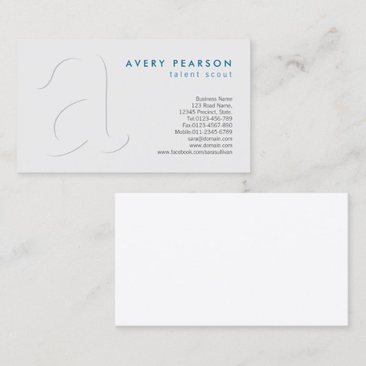 Talent Scout Entertainment Elegant Shadow Monogram Visitekaartje (Voorkant / Achterkant)