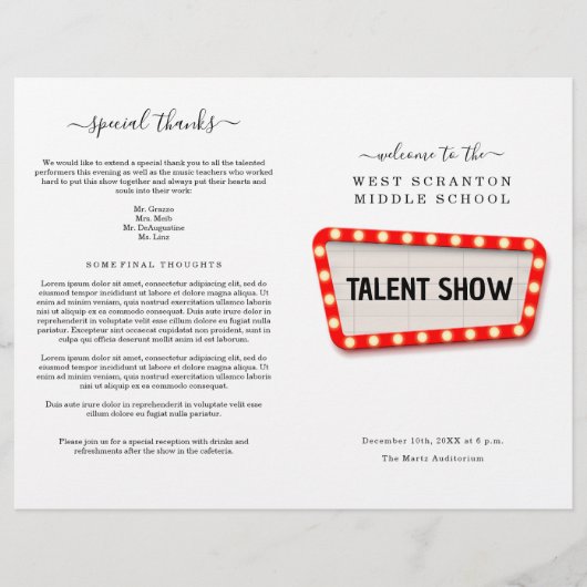 Talent Show/Variety Show Program Flyer (Voorkant)