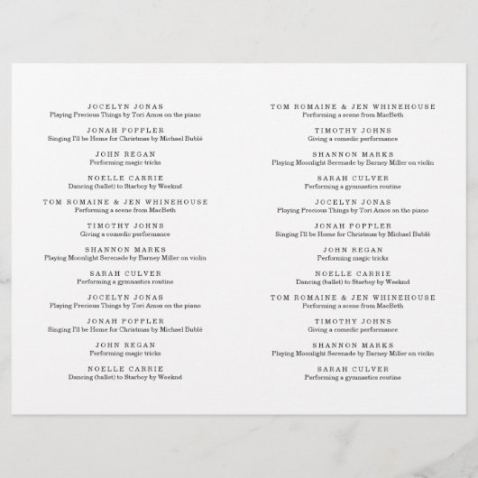 Talent Show/Variety Show Program Flyer (Achterkant)