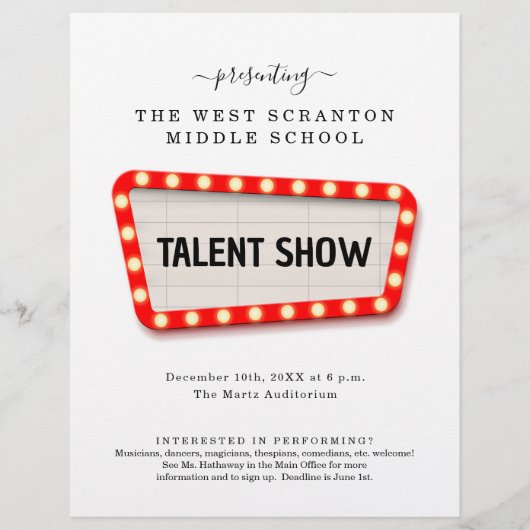 Talent Show / Variety Show Promotie Flyer (Voorkant)
