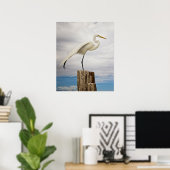 Talented Egret | Fort Myers Beach, Florida Poster (Thuiskantoor)