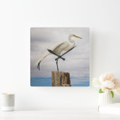 Talented Egret | Fort Myers Beach, Florida Vierkante Klok (Huis)