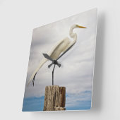 Talented Egret | Fort Myers Beach, Florida Vierkante Klok (Hoek)