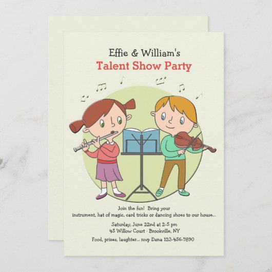 Talented Kinder Invitation Kaart (Voorkant / Achterkant)