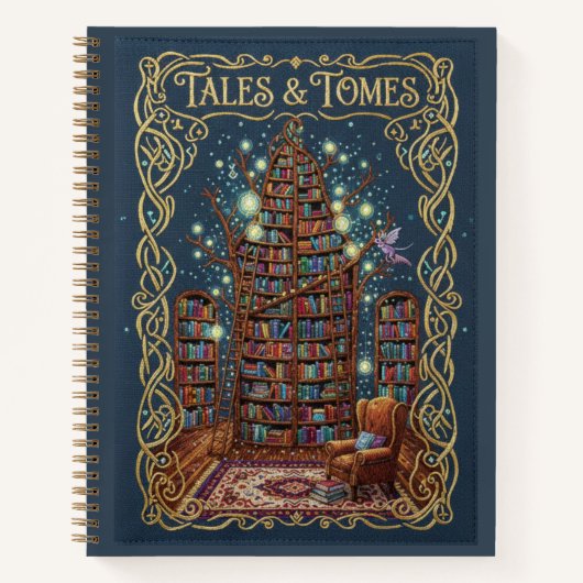 Tales & Tomes Embroidered Magical Library Journal Notitieboek (Voorkant)