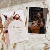 TALIA Bohemian Terracotta Blush Arch Baby shower Kaart