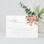 TALIA Bohemian Terracotta Floral Blush RSVP Kaart (Staand voorkant)