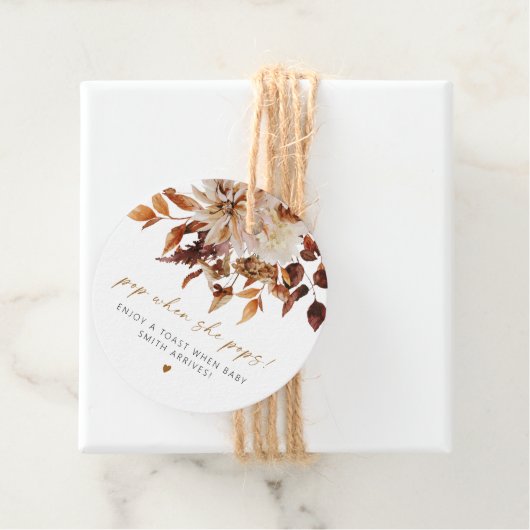 TALIA Bohemian Terracotta Floral Pop als ze Pop Bedankjes Labels (In situ)