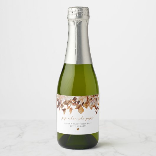 TALIA Bohemian Terracotta Floral Pop als ze Pop Sparkling Wijnetiket (Voorkant)