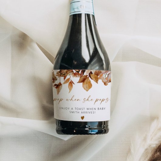 TALIA Bohemian Terracotta Floral Pop als ze Pop Sparkling Wijnetiket