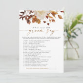 TALIA Boho Herfst Floral Wat zei de bruidegom spel Kaart (Staand voorkant)