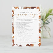 TALIA Boho Herfst Floral Wat zei de bruidegom spel Kaart (Staand voorkant)