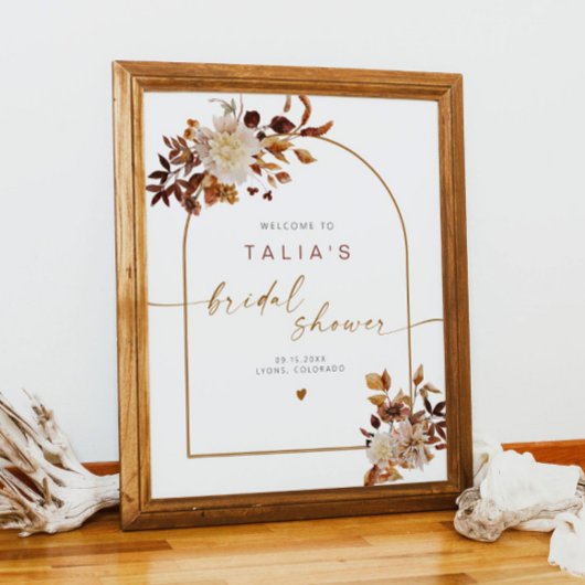 TALIA Boho Terracotta Boog Bruidsfeest Welkom Poster