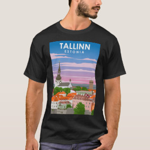 Talinn Estland Minimal Retro Travel Poster T-shirt