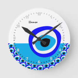 Talisman & Evil Eye Amulet, Turks / Arabisch wit Ronde Klok