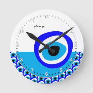 Talisman & Evil Eye Amulet, Turks / Arabisch wit Ronde Klok