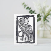  talismanische tijger in zwart Lijst Briefkaart (Staand voorkant)