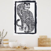  talismanische tijger in zwart Lijst Poster (Keuken)