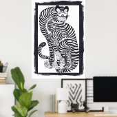  talismanische tijger in zwart Lijst Poster (Thuiskantoor)