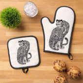 talismanische tijger Small Ovenwant & Pannenlap Set (Top down)
