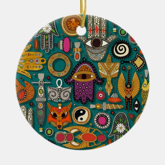 talismannen viridian groen keramisch ornament (Voorkant)