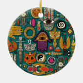 talismannen viridian groen keramisch ornament (Achterkant)