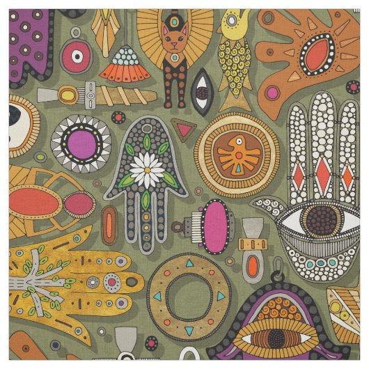 TALISMANS moss green Fabric Stof (Swatch)