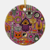 talismans peony keramisch ornament (Voorkant)