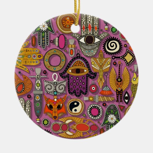 talismans peony keramisch ornament (Voorkant)