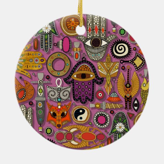 talismans peony keramisch ornament (Achterkant)