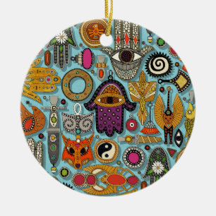 talismans zwembad blauw keramisch ornament