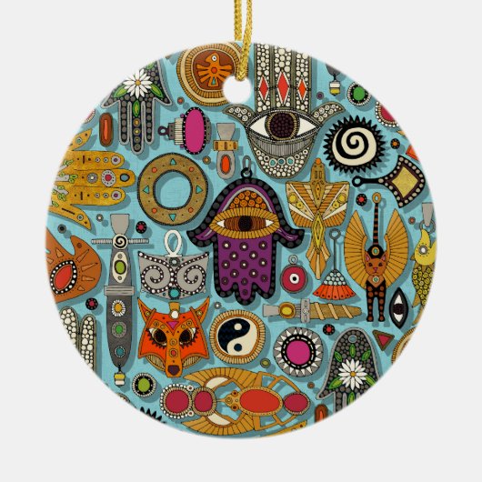 talismans zwembad blauw keramisch ornament (Voorkant)