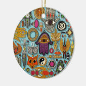 talismans zwembad blauw keramisch ornament (Links)
