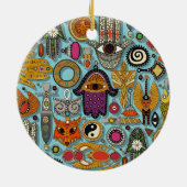 talismans zwembad blauw keramisch ornament (Achterkant)