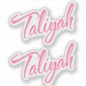 Taliyah naam roze cursieve x2 sticker (Voorkant)