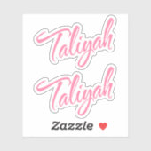 Taliyah naam roze cursieve x2 sticker (Vel)