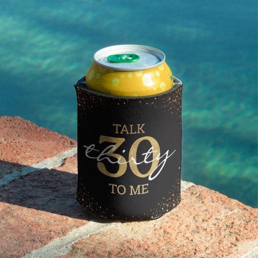 talk 30 to me,30th birthday gold black glitter  blikjeskoeler (Insitu Zwembad)