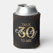 talk 30 to me,30th birthday gold black glitter  blikjeskoeler (Blikje Voorkant)