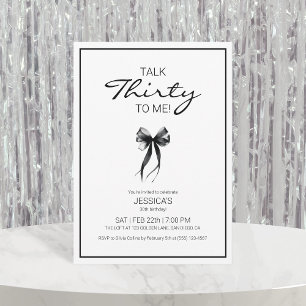 Talk 30 to Me Dertig Black and White Bow Verjaarda Kaart