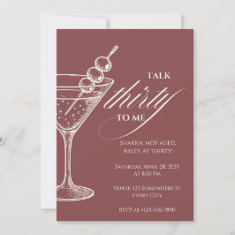 Talk 30 to Me Minimalist Martini 30th Birthday Kaart