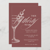 Talk 30 to Me Minimalist Martini 30th Birthday Kaart (Voorkant / Achterkant)