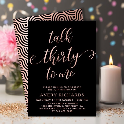 Talk 30 To Me Roos Gold Script 30e verjaardag Kaart