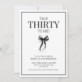 Talk 30 To Me Thirty Black Modern Verjaardagsfeest Kaart (Voorkant)