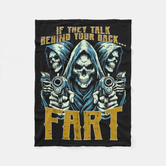 Talk Behind Your Back Fart Skeleton Funny Saying M Fleece Deken (Voorkant)