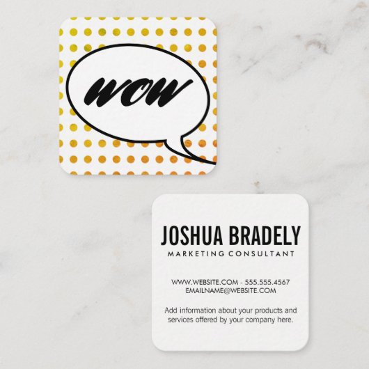 Talk Bubble/Dot Pattern Vierkante Visitekaartje (Voorkant / Achterkant)