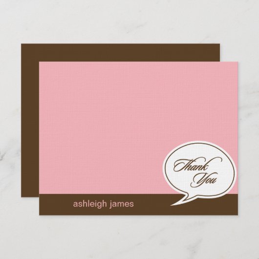 Talk Bubble Flat Bedankt Kaarten - Roze - (Voorkant / Achterkant)